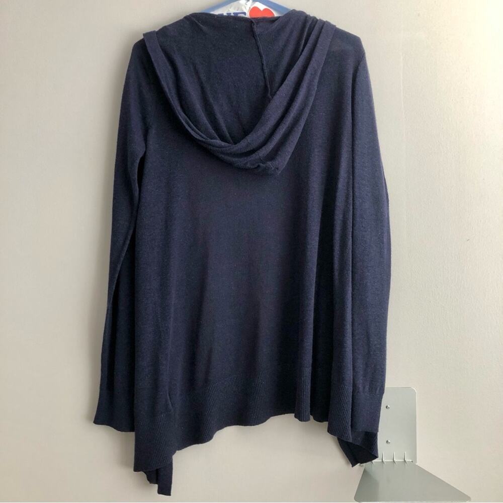 Cynthia Rowley Open Hooded Linen Blend Navy Blue Duster Cardigan Women’s Size S - Picture 5 of 6